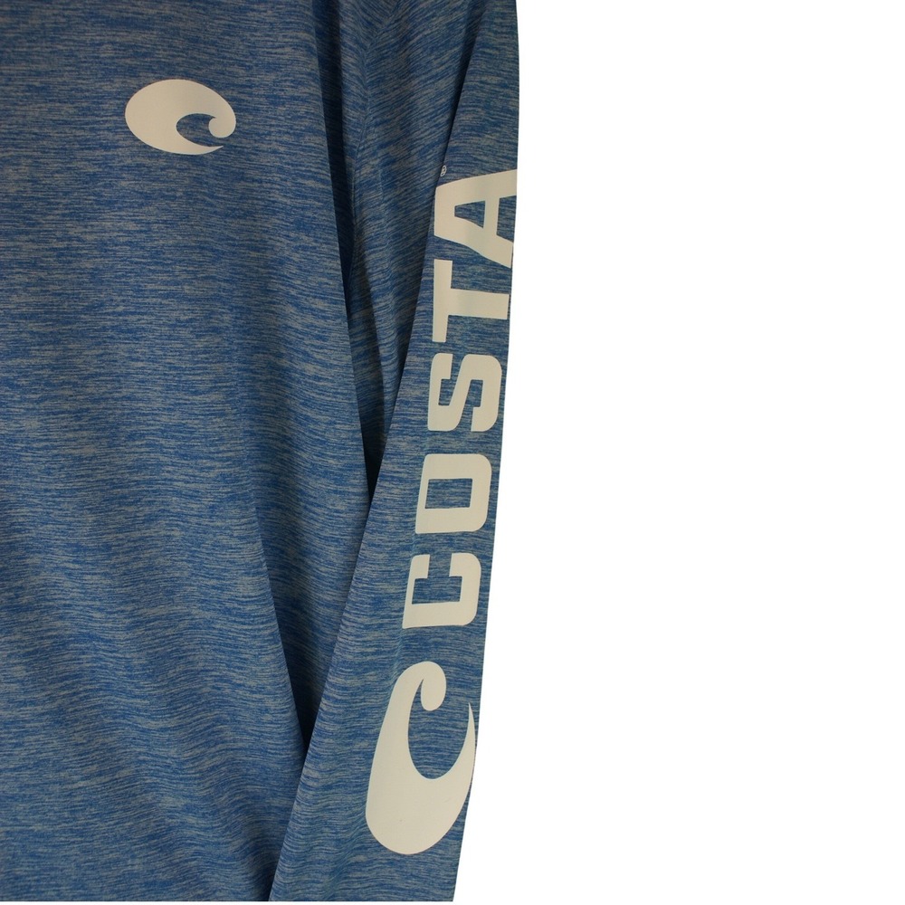Costa Del Mar Mens XXL Blue Heathered Long Sleeve Performance Shirt Logo Fishing - Picture 3 of 9